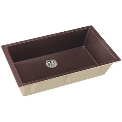Elkay Reserve Selection Quartz Luxe Undermount Kitchen Sink - 35-7/8'' x 19'' x 9'' - Single Bowl with Perfect Drain in Chestnut
