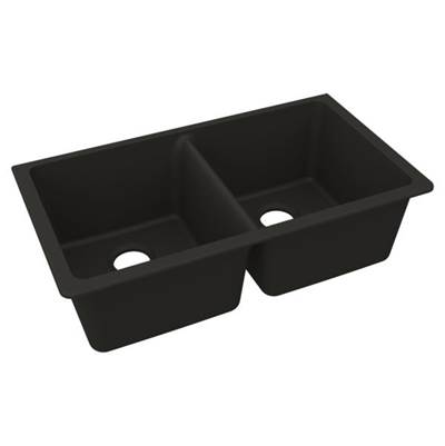 Elkay Reserve Selection Quartz Luxe 33" x 18-1/2" Undermount Double Bowl Sink - Equal - Quartz in Obsidian