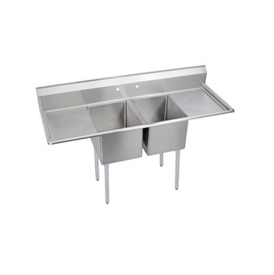 Elkay Dependabilt® Two-Compartment Kitchen Sink - 70" x 25-13/16" - 18"L/R Drainboards in No 4 Finish