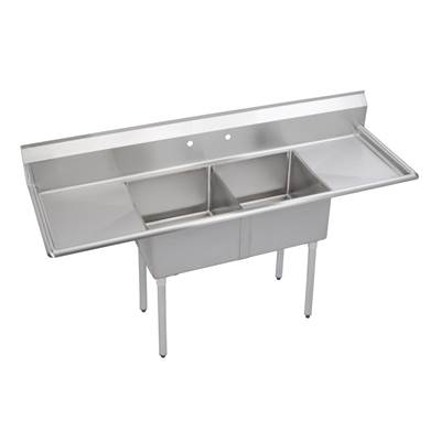 Elkay Dependabilt® Two-Compartment Kitchen Sink - 98" x 29-13/16" - 24"L/R Drainboards in No 4 Finish