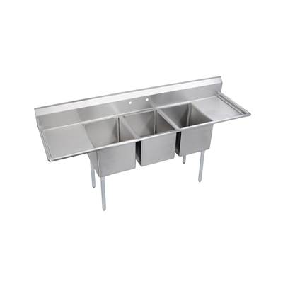 Elkay Dependabilt® Three-Compartment Kitchen Sink - 100" x 25-13/16" - 24"L/R Drainboards in No 4 Finish