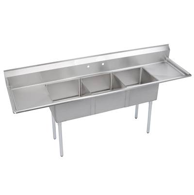 Elkay Dependabilt® Three-Compartment Kitchen Sink - 104" x 25-13/16" - 20"L/R Drainboards in No 4 Finish
