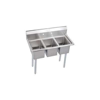 Elkay Dependabilt Three-Compartment Sink - 39" x 20" - 10x14 Bowl - 10 Deep in No 4 Finish