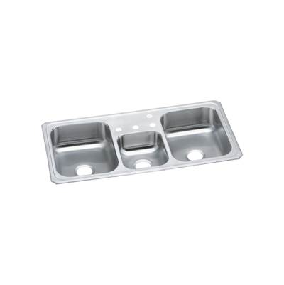 Elkay Celebrity Kitchen Sink - 43" x 22" x 7" - Triple Bowl Drop-in in Brushed Satin