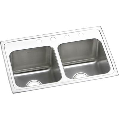 Elkay Lustertone Classic 18 Gauge Stainless Steel 29" x 18" x 10" Double Bowl Drop-In Kitchen Sink in Lustrous Satin