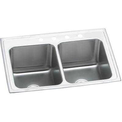 Elkay Lustertone Classic 18 Gauge Stainless Steel 25" x 19.5" x 10.125" Double Bowl Drop-In Kitchen Sink in Lustrous Satin