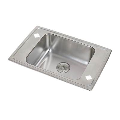 Elkay Lustertone® Classic Kitchen Sink - 31" x 19-1/2" x 5-1/2" - 2-Hole Single Bowl Drop-in ADA w/ Perfect Drain Grid in Lustrous Satin