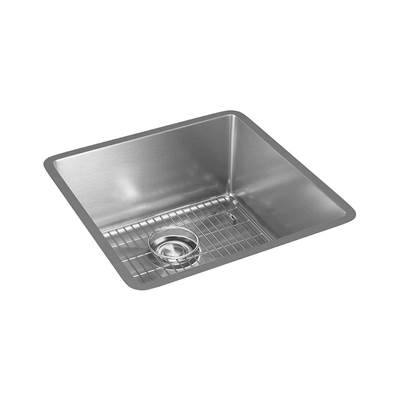 Elkay Crosstown 18.5" x 18.5" x 9" Undermount Kitchen Sink Kit in Polished Satin