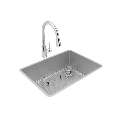 Elkay Crosstown 25-1/2" x 18-1/2" x 9" Undermount Kitchen Sink and Faucet Kit in Polished Satin