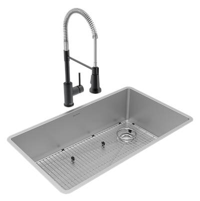 Elkay Crosstown 31-1/2" x 18-1/2" x 9" Undermount Kitchen Sink and Faucet Kit in Polished Satin