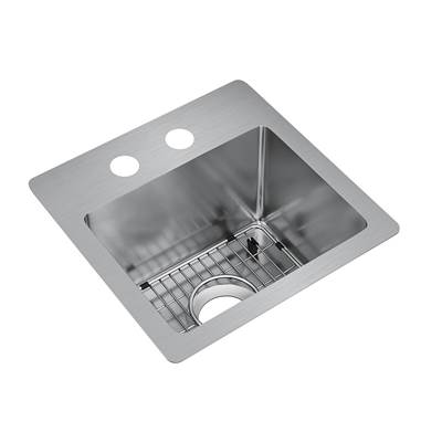 Elkay Crosstown 15" x 15" x 9" Single Bowl Dual Mount Bar/Prep Sink Kit in Polished Satin