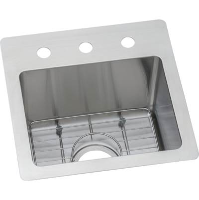 Elkay Crosstown 15" x 15" x 9" Single Bowl Dual Mount Bar/Prep Sink Kit in Polished Satin