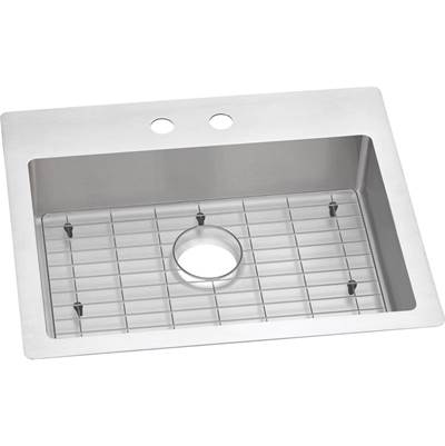 Elkay Crosstown 18 Gauge Stainless Steel 25" x 22" x 6" Single Bowl Dual Mount Kitchen Sink Kit in Polished Satin