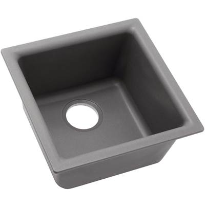 Elkay Quartz Classic Bar Sink - 15-3/4'' x 15-3/4'' x 7-11/16'' - Single Bowl - Dual Mount in Greystone