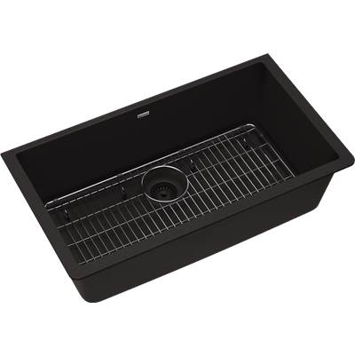 Elkay Quartz Classic 33" x 18-7/16" x 9-7/16" Single Bowl Undermount Sink Kit in Black