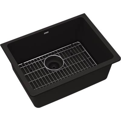 Elkay Quartz Classic 24-5/8" x 18-1/2" x 9-1/2" Single Bowl Undermount Sink Kit in Black