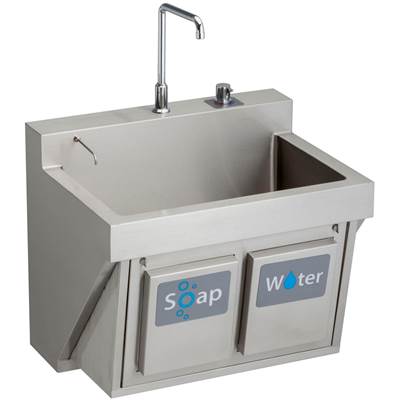 Elkay Surgeon Scrub Sink - Single Station - Knee Activated Water in Buffed Satin