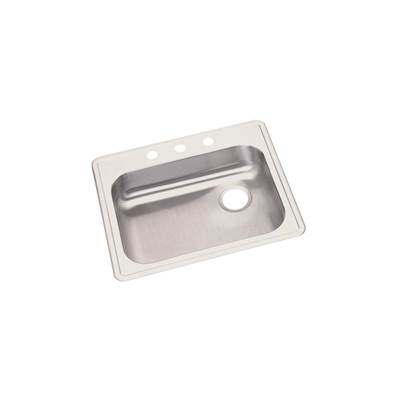 Elkay Dayton Drop-In Single Bowl Sink - 25'' x 21-1/4'' x 5-3/8'' - 3-Hole in Satin