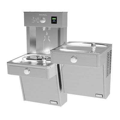 Elkay HydroBoost Vandal-Resistant Bottle Filling Station & Bi-Level Reverse ADA Cooler - Non-Filtered - Refrigerated in Stainless Steel