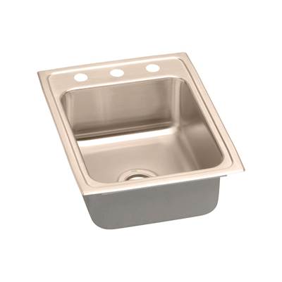 Elkay CuVerro Antimicrobial Copper Single Bowl Drop-in Sink - 17'' X 22'' X 7.625'' - 18 Gauge in Lustrous Satin