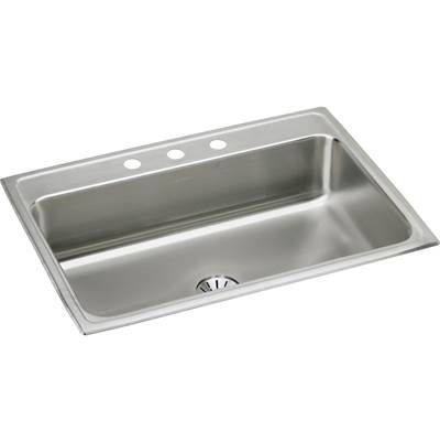 Elkay Lustertone Classic Single Bowl Drop-in Kitchen Sink Kit with Perfect Drain - 31" x 22" x 7.625" in Lustrous Satin