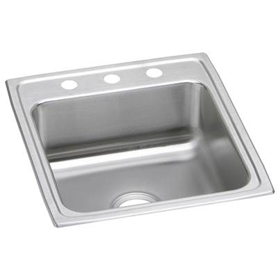 Elkay Lustertone Classic 18 Gauge Drop In Kitchen Sink - 19.5" x 22" x 6.5" - Single Bowl in Lustrous Satin