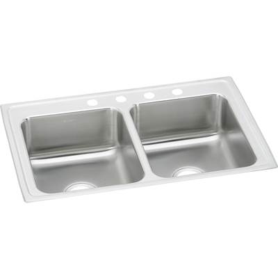 Elkay Lustertone Classic 18 Gauge Stainless Steel 29" x 18" x 5" Double Bowl Drop-In Kitchen Sink in Lustrous Satin