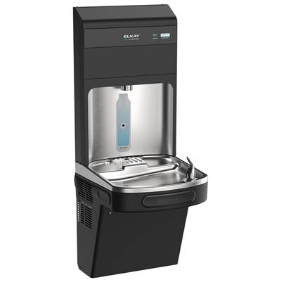 Elkay Pro Filtration Bottle Filling Station & ADA Cooler - Refrigerated Ultra-Capacity Lead + Sediment Prefilter in Black Stainless