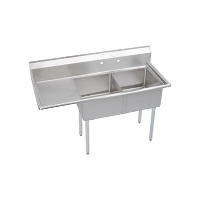 Elkay Dependabilt Two-Compartment Sink - 59" x 24" - 18" Left Drainboard in No 4 Finish