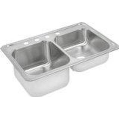 Elkay Double Bowl Drop-In Kitchen Sink - 33'' x 22'' x 10.25'' - 20 Gauge