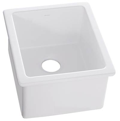 Elkay Fireclay Kitchen Sink - 15" x 17" x 10-1/8" Single Bowl Undermount Bar in White