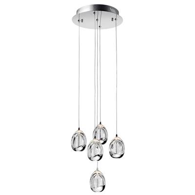 Elan Lavinia Cluster Pendant - 5 Light LED in Chrome