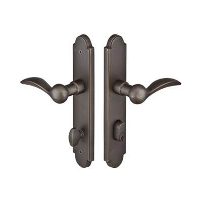 Multi Point C1, Keyed with American Cyl, Arched Style, 2'' x 10'', Cimarron Lever, LH, FB - Flat Black Bronze Patina