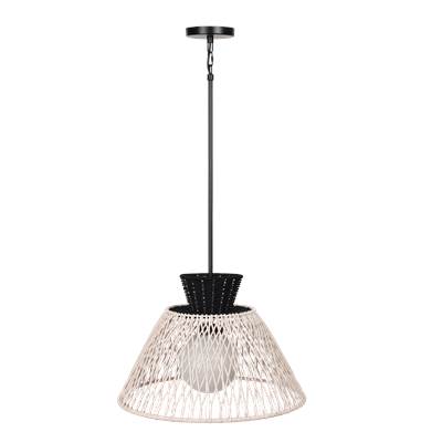 Eurofase Jelice Outdoor Pendant - 24'' - Beige Rope in Matte Black