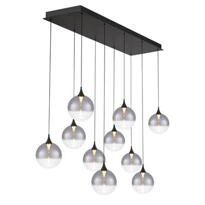Eurofase Iissa Down Chandelier - 10 Light - 47'' - Smoked Glass in Matte Black