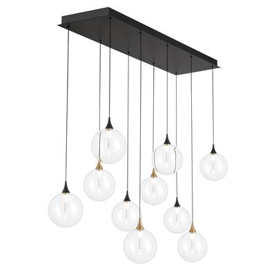 Eurofase Iissa Down Chandelier - 10-Light - 47'' in Gold Black Mix