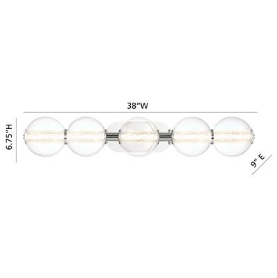 Eurofase Atomo Vanity - 38" Wide - 5-Light - Clear Glass in Chrome
