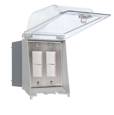 Eurofase Controls Surface Mount Dual Duplex Stack Switch - Weatherproof Cover in Stainless Steel