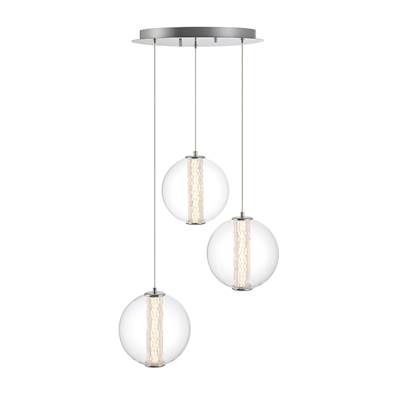 Eurofase Atomo 3-Light Chandelier - 21" - Clear Glass in Chrome