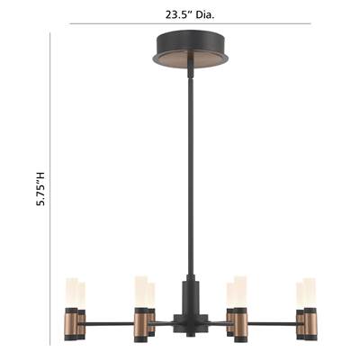 Eurofase Albany 8-Light Chandelier - 24'' - White Acrylic in Brass Black Mix