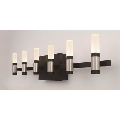 Eurofase Albany 6-Light Vanity Light - 27" - White Acrylic in Silver Black Mix