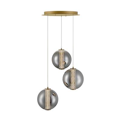 Eurofase Atomo 3-Light Chandelier - 21" - Smoked Glass in Gold
