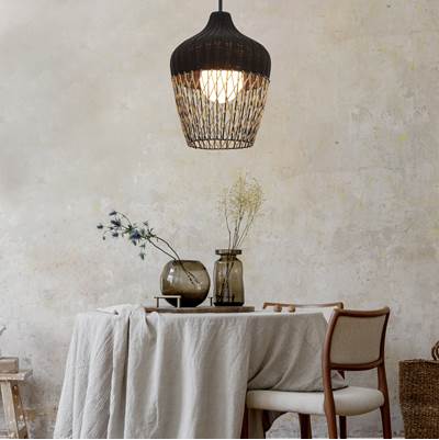 Eurofase Hannah Outdoor Pendant - 23'' - Brown Rope in Matte Black