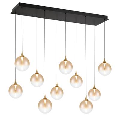 Eurofase Iissa Down Chandelier - 10 Light - 47'' - Amber Glass in Gold
