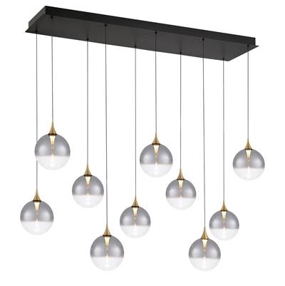 Eurofase Iissa Down Chandelier - 10 Light - 47'' - Smoked Glass in Gold