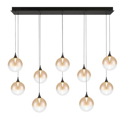 Eurofase Iissa Down Chandelier - 10 Light - 47'' - Amber Glass in Matte Black