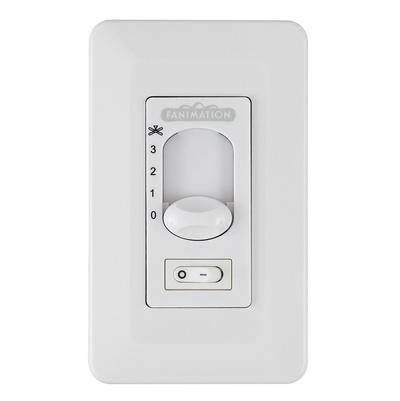 Fanimation Three-Speed Wall Control - Non-Reversing - Fan Speed and Light - On/Off Toggle in White