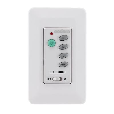 Fanimation Wall Control with Receiver - 3-Speed Non-Reversing - Fan Speed and Light in White