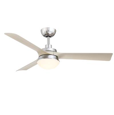 Fanimation Barlow 52-Inch Outdoor Ceiling Fan - Brushed Nickel Blades - LED Light Kit in Brushed Nickel
