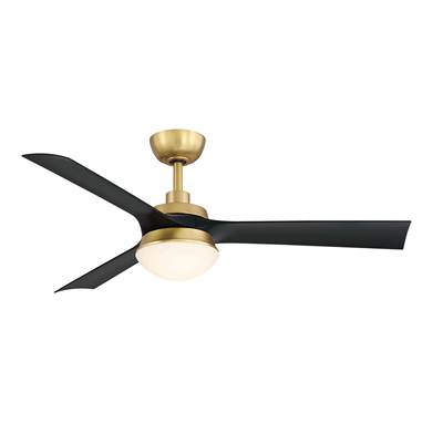 Fanimation Barlow 52-Inch Outdoor Ceiling Fan - Black Blades in Brushed Satin Brass
